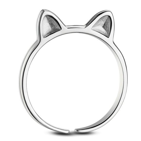 WOW!  2/$25 Cute Cat Ears Modern Adjustable 925 Sterling Silver Ring GIFT Kitten - Picture 1 of 5